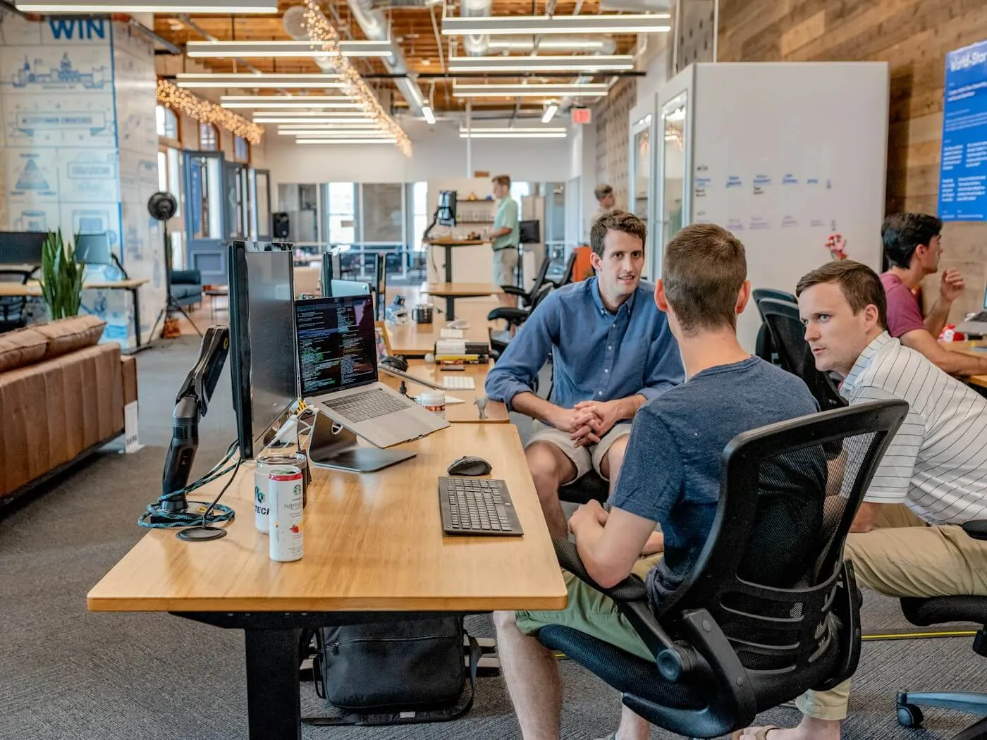 Business team collaborating around a table